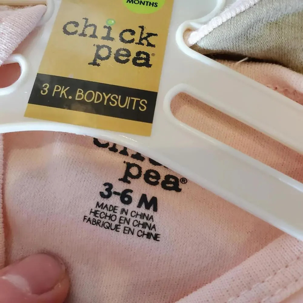 NWT Chick Pea 2 Pack Pink Beige Baby Girl Bodysuits Size 3/6M - Picture 4 of 6